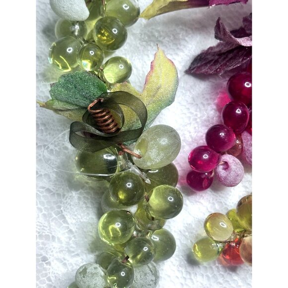 Grape Lucite Acrylic Clusters Sugar MCM Ribbon Leave Accents Decor Set of 5 - Picture 5 of 16